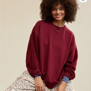 Aerie Tres Chic Chenille Sweatshirt - Deep Cherry - Medium